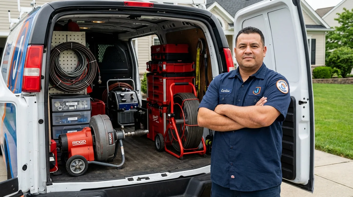 Professional drain cleaning equipment and Johns Plumbing LLC plumber in Red Bluff